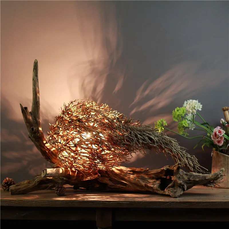 

Профессиональные чайные ветки ручной работы, настольные креативные характеристики, модный ресторан, B & B, декоративные лампы для отелей