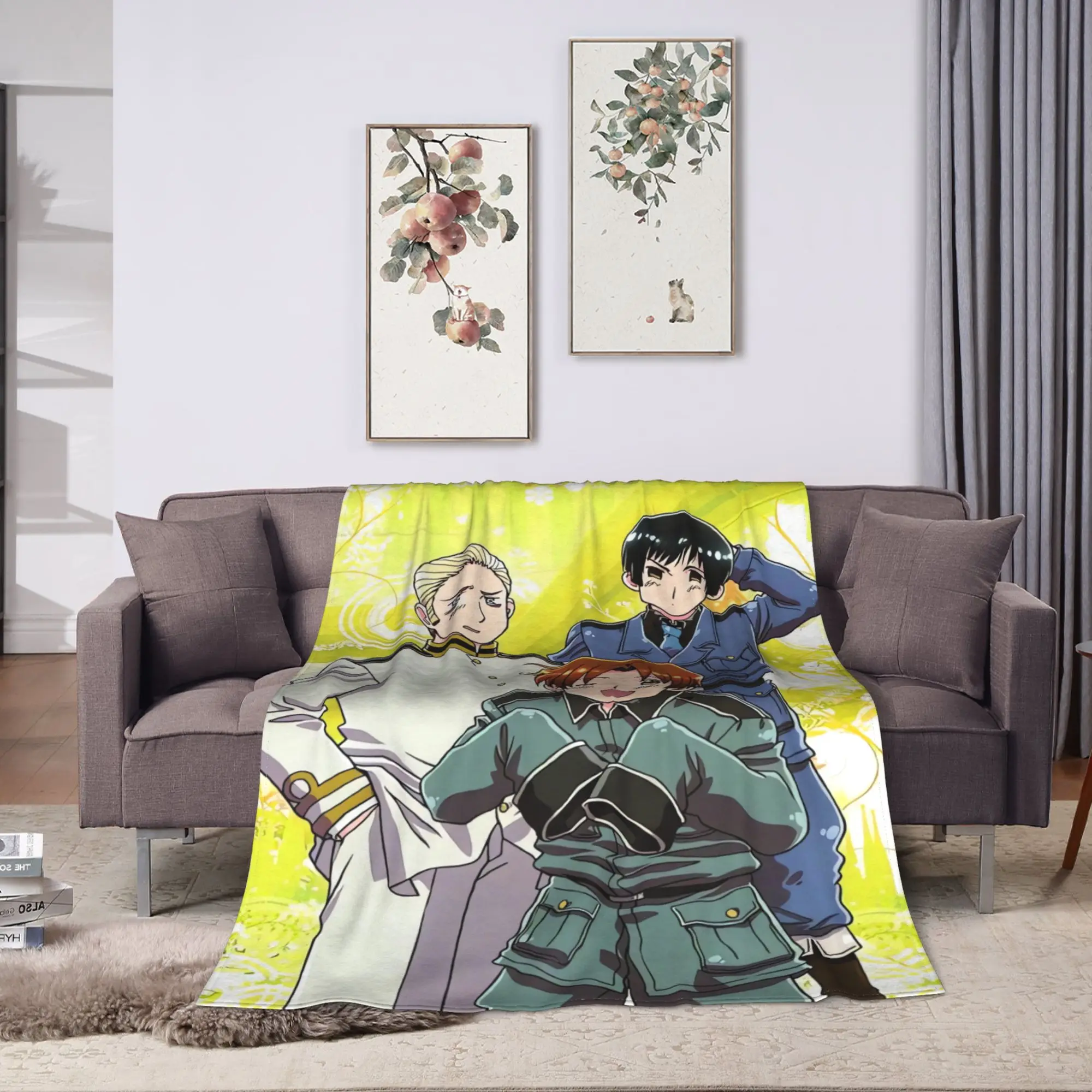 Hetalias Axis Powers Warm Soft Blanket  Airplane Travel Plush Throw Blanket Graphic Couch Chair Flannel Bedspread Sofa Bed Cover