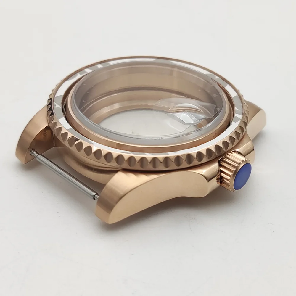 حافظة رجالية فاخرة باللون الذهبي الوردي ، طقم تحويل ساعة 40 مللي متر لحركة NH35/NH36 ، حافظة مقاومة للماء