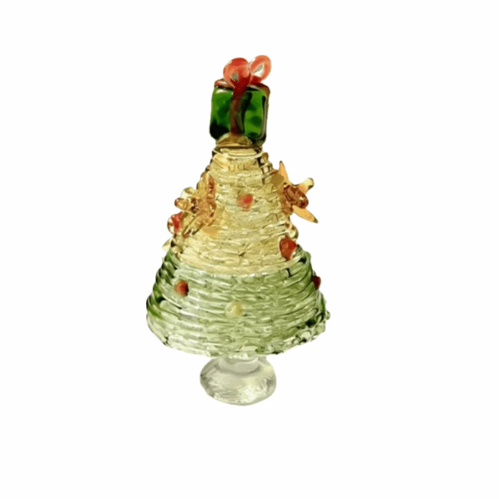 Home Decor Crystal Christmas Tree Brushed Glass Handmade Christmas Tree Figurines Mini Table Ornaments Christmas Decoration