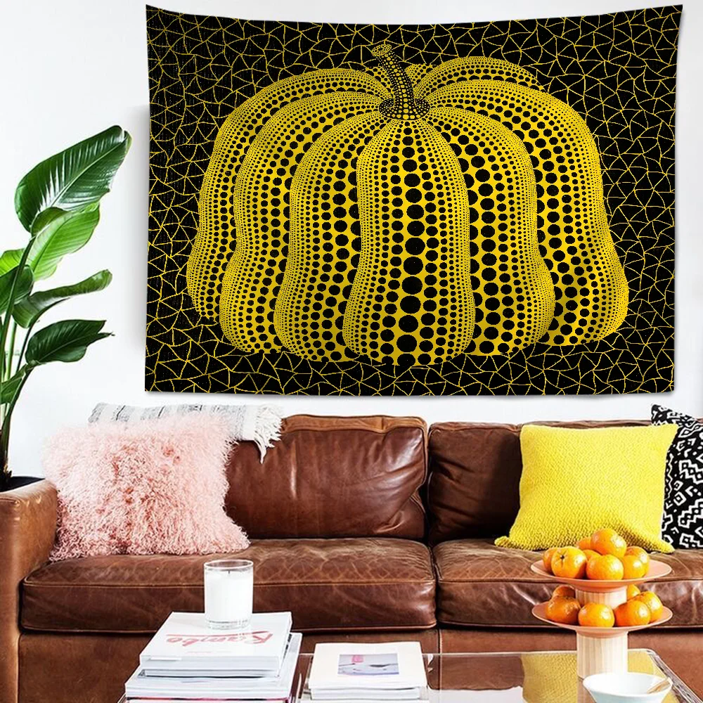 Yellow Dots Yayoi Kusama Inspired Hanging Bohemian Tapestry Hanging Tarot Hippie Wall Rugs Dorm Wall Hanging Home Decor