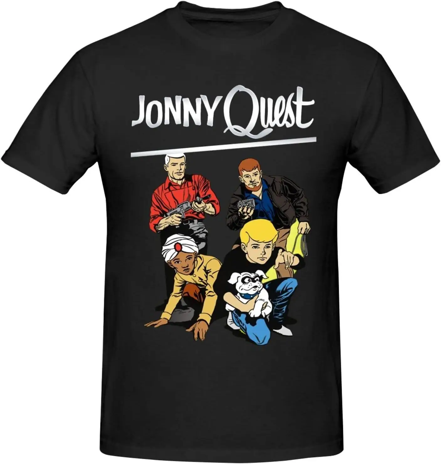 

Jonny Music and Quest Модные и удобные мужские рубашки с короткими рукавами Футболки с круглым вырезом черные