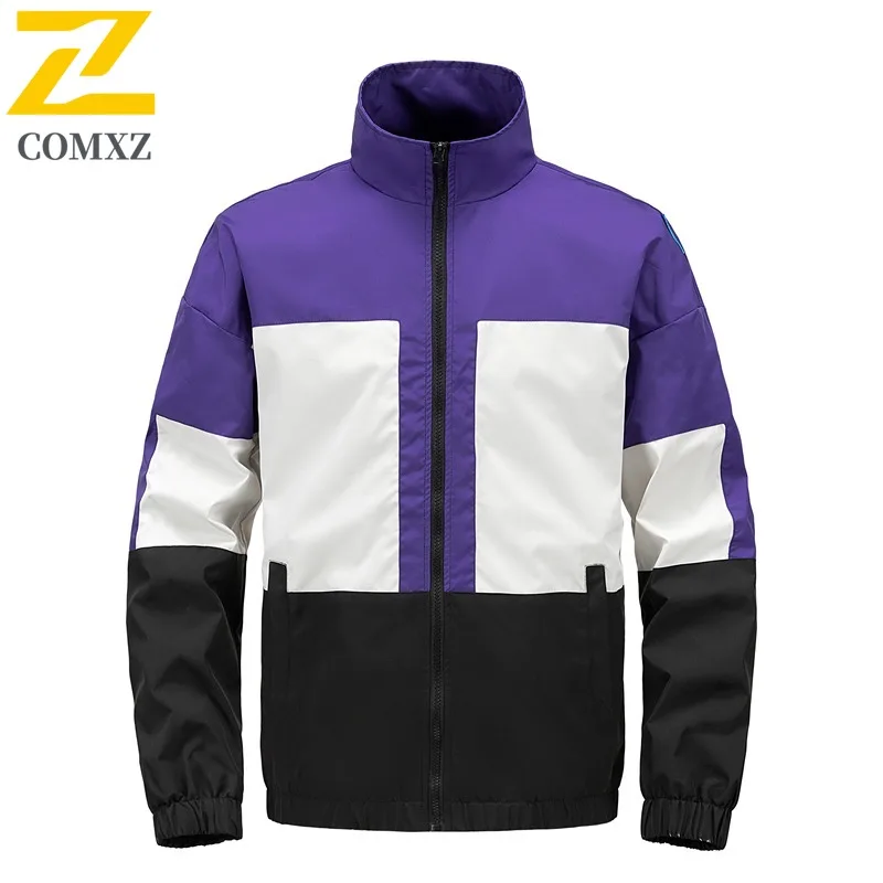 

COMXZ 2025 Мужская повседневная куртка с цветными блоками, универсальная весенне-осенняя водонепроницаемая ветрозащитная Новое поступление, модное модное уличное пальто
