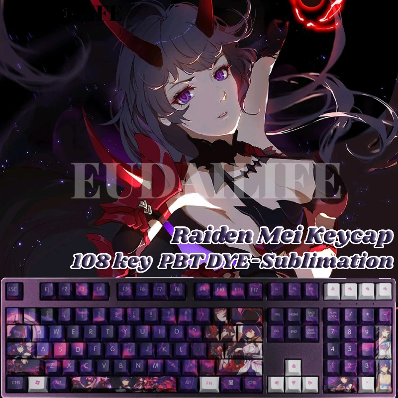 

Honkai Impact 3 Raiden Mei 108 Key PBT DYE Sublimation Cherry Profile MX Cross Axis Switch Keycap Mechanical Keyboard Game Gift