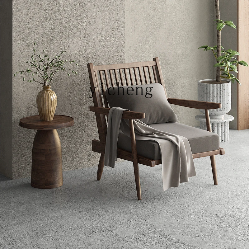 ZZ wabi-sabi الرياح الخشب الصلب كرسي أريكة واحد الحديثة الطراز العتيق فندق B & B كرسي الترفيه الصيني الجديد #1