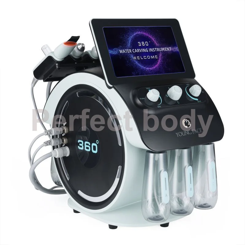 Multifunction 6 In 1 Hydro Facial Aqua Peel Face Lift Skin Care Visible Hydra Dermabrasion Spa Machine With Skin Detection