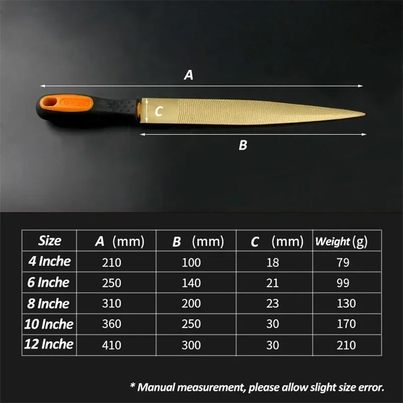 1 قطعة ملف الخشب النجارة الذهبي مدبب عرموش باستارد للخشب والجلود البلاستيك أدوات يدوية مقبض مطاطي مع غطاء قماش مجاني #6