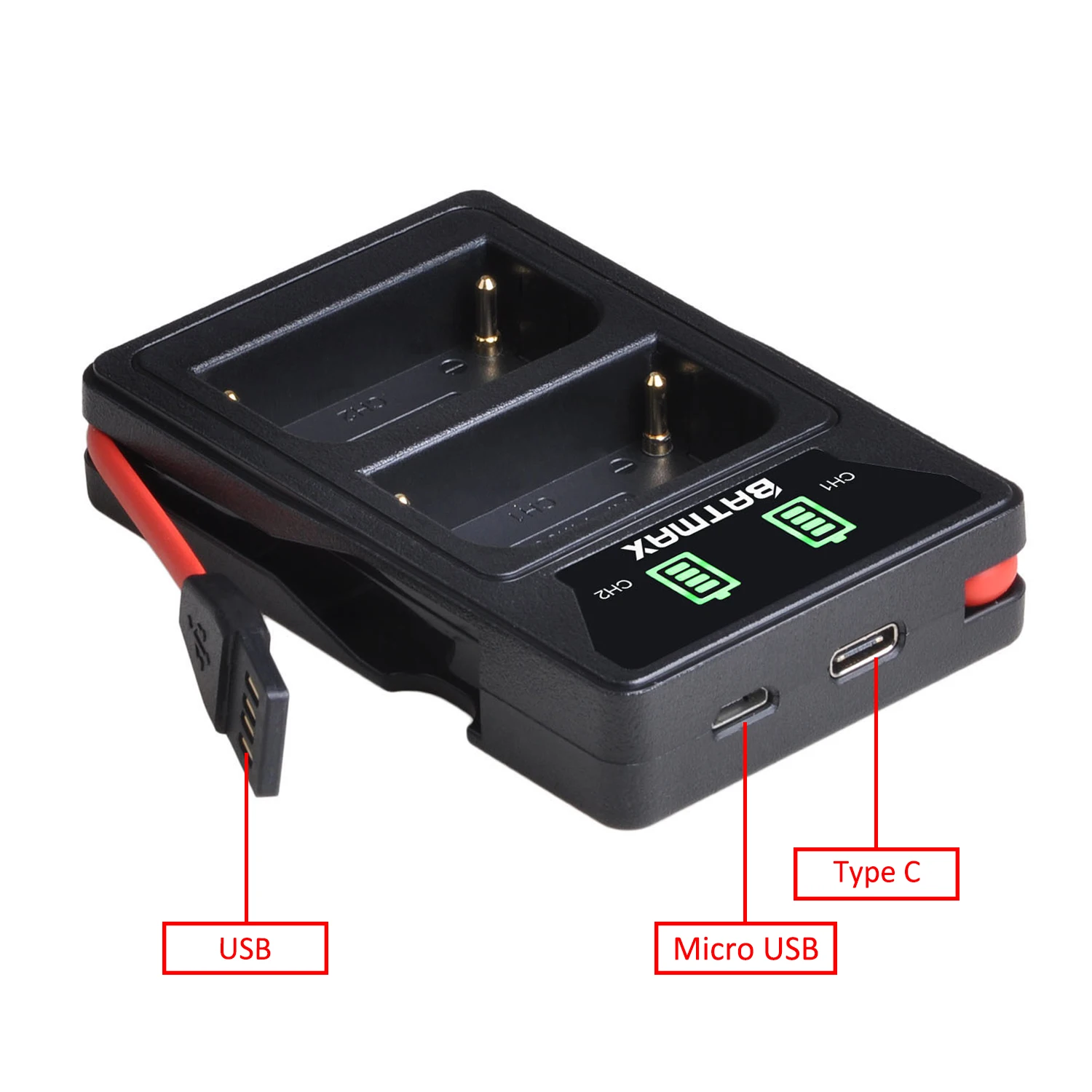 Batmax NP-FM500H fm500h Akumulator + podwójna ładowarka LED USB z portem typu C do Sony A57 A58 A65 A77 A99 A550 A560 A580 A350 A500