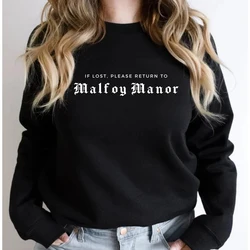 Malfoy Manor Book Sweatshirt Malfoy Sweatshirts Wizard School Hoodie Dark Academia Clothing Unisex Long Sleeve Pullovers Tops