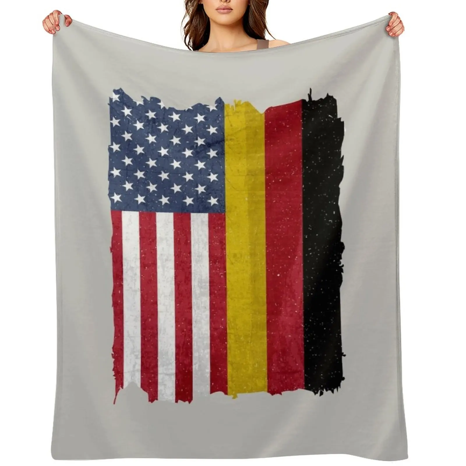 

United States with Germany Flag Mix US and German Country Flags Throw Blanket Large Beautifuls for sofa Soft Big Blankets