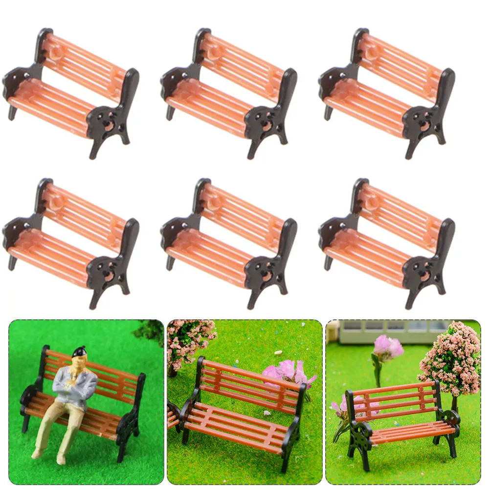 

6Pcs Bench Plastic Retro Miniature Benches Perfect for Dollhouse Decoration Photography Prop Garden Accessory