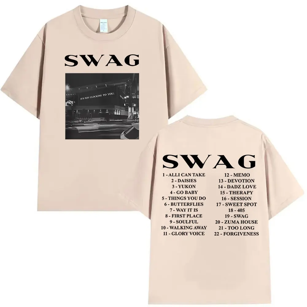 جاستن بيبر SWAG ألبوم 2025 ميرش تي شيرت للرجال والنساء ملابس الهيب هوب قصيرة الأكمام ريترو عالية الجودة القطن تي شيرت الصيف #3