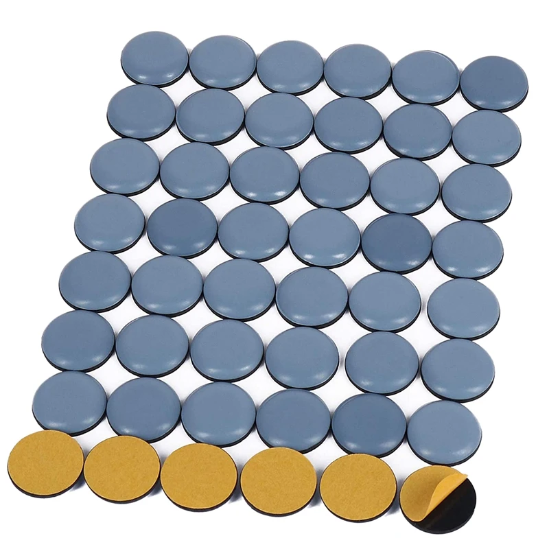 48Pcs 25mm Furniture Glides Self Adhesive Chair Leg PTFE Sliders for Furniture Easy (Round)-A07G