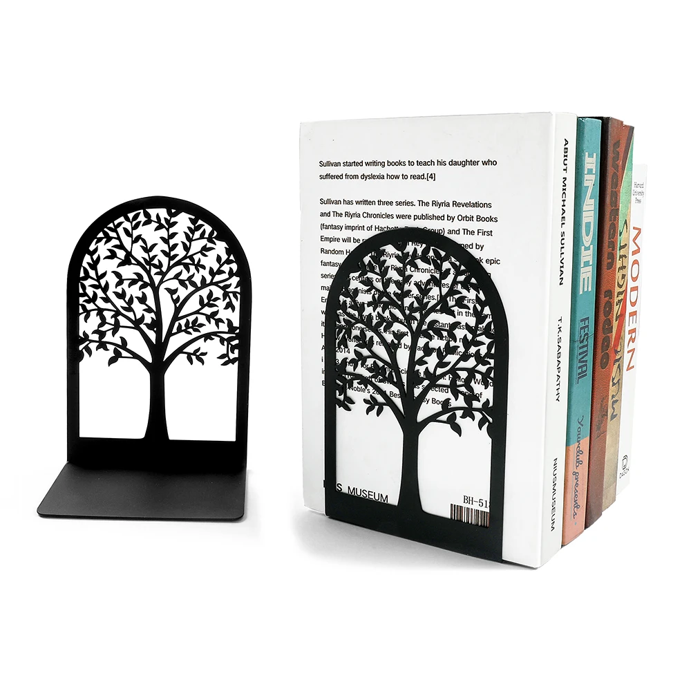 Imagem -05 - Oco Metal Árvore Livro End Estante Suporte Amostra Livro End Ferro Anti Slip Frame Papelaria Escola Art Desktop