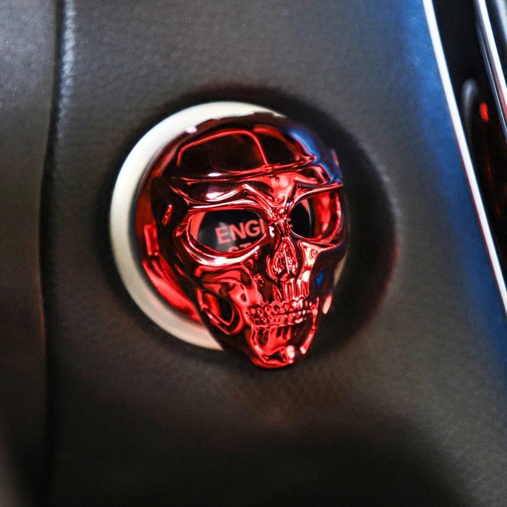 1 Car One-key Start Stop Button Cover Skull Switch Protection Decoration Cover Interior Decoration Sticker Auto Accessories