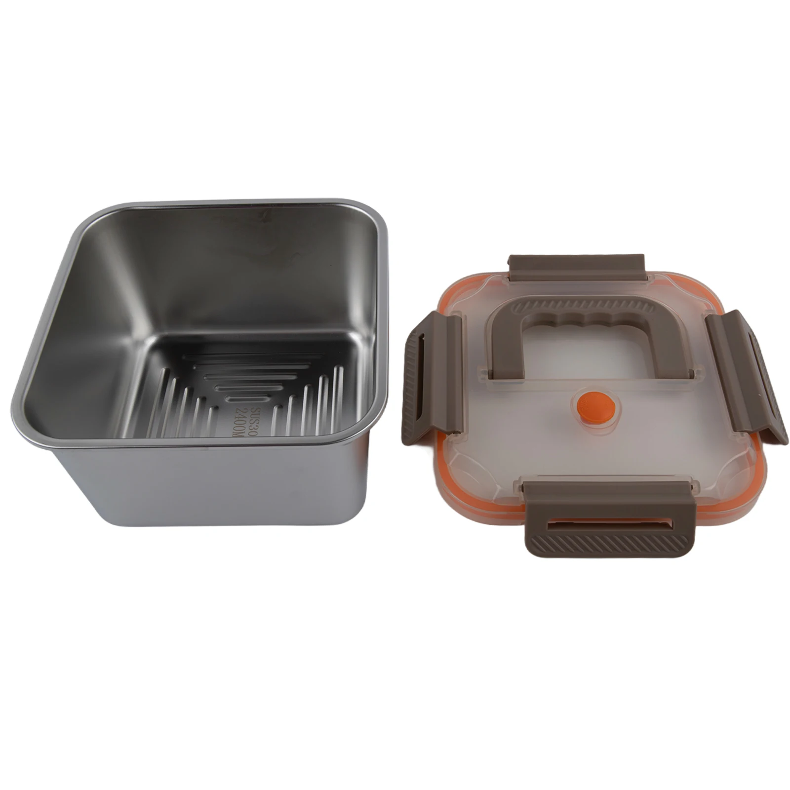 Portable Meal Storage 19.5x19.5x11.6cm 2400ml Leakproof Food Container 304 Stainless Steel Comfortable Grip Design