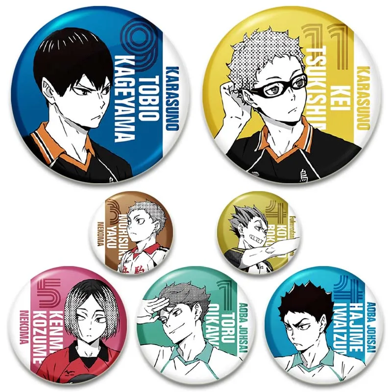 ¡¡Alfileres lindos del botón de la historieta Anime Haikyuu!! Insignia figuras de Manga iconos Pin mochila ropa decoración broches para bolso regalos DIY