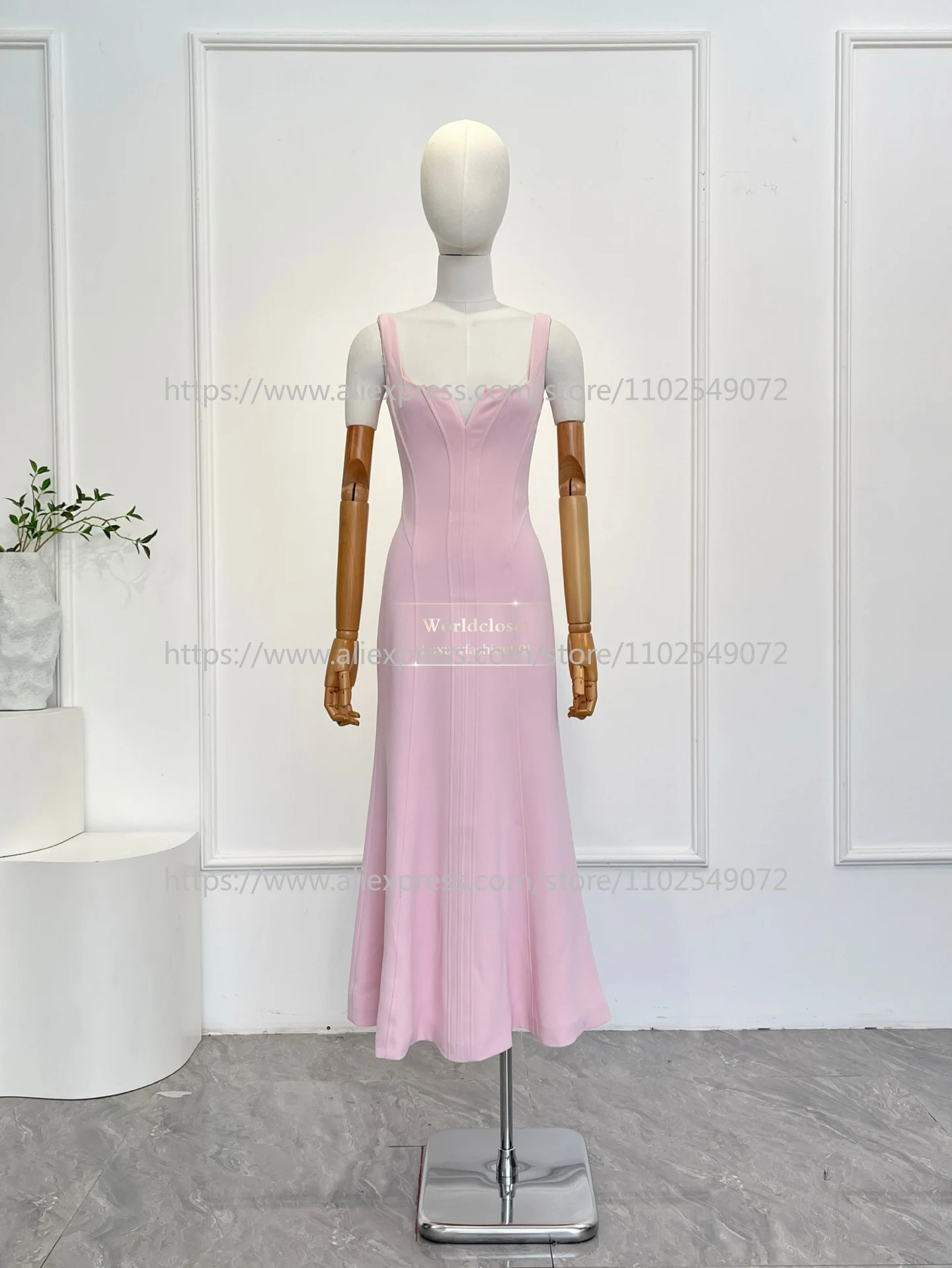 

Pink 2026 New Arrivals Party Spring Summer Sleeveless Mermaid Women Midi Dress for Holiday