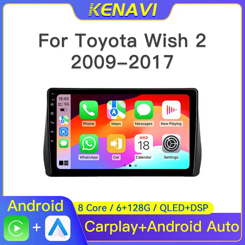 

2Din Android Car Stereo Radio For Toyota Wish 2009-2017 Center Multimedia Video Player Carplay Auto GPS DSP RDS Head Unit No DVD