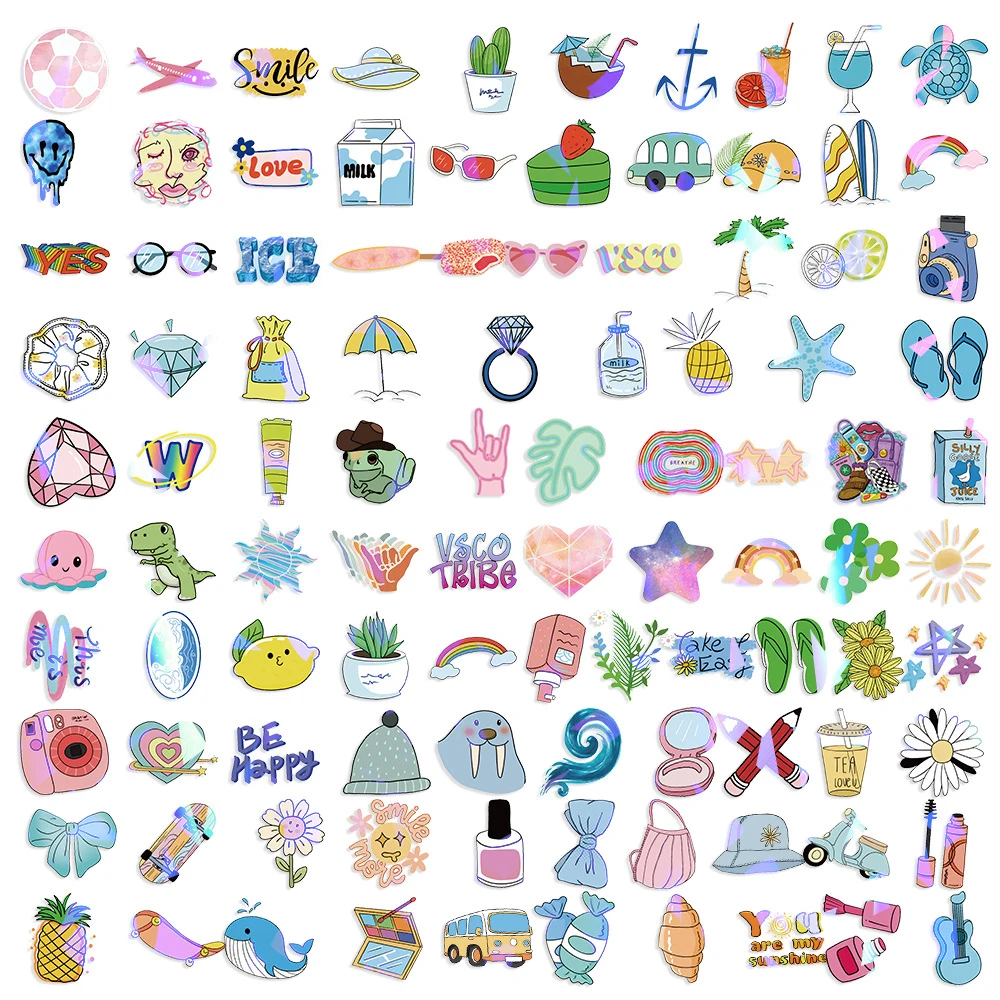 10/30/50/100/200 szt. Urocze naklejki w stylu INS VSCO, świeże, estetyczne naklejki z kreskówkami, naklejki na bagaż, laptop, telefon, naklejki kawaii dla dziewczyn