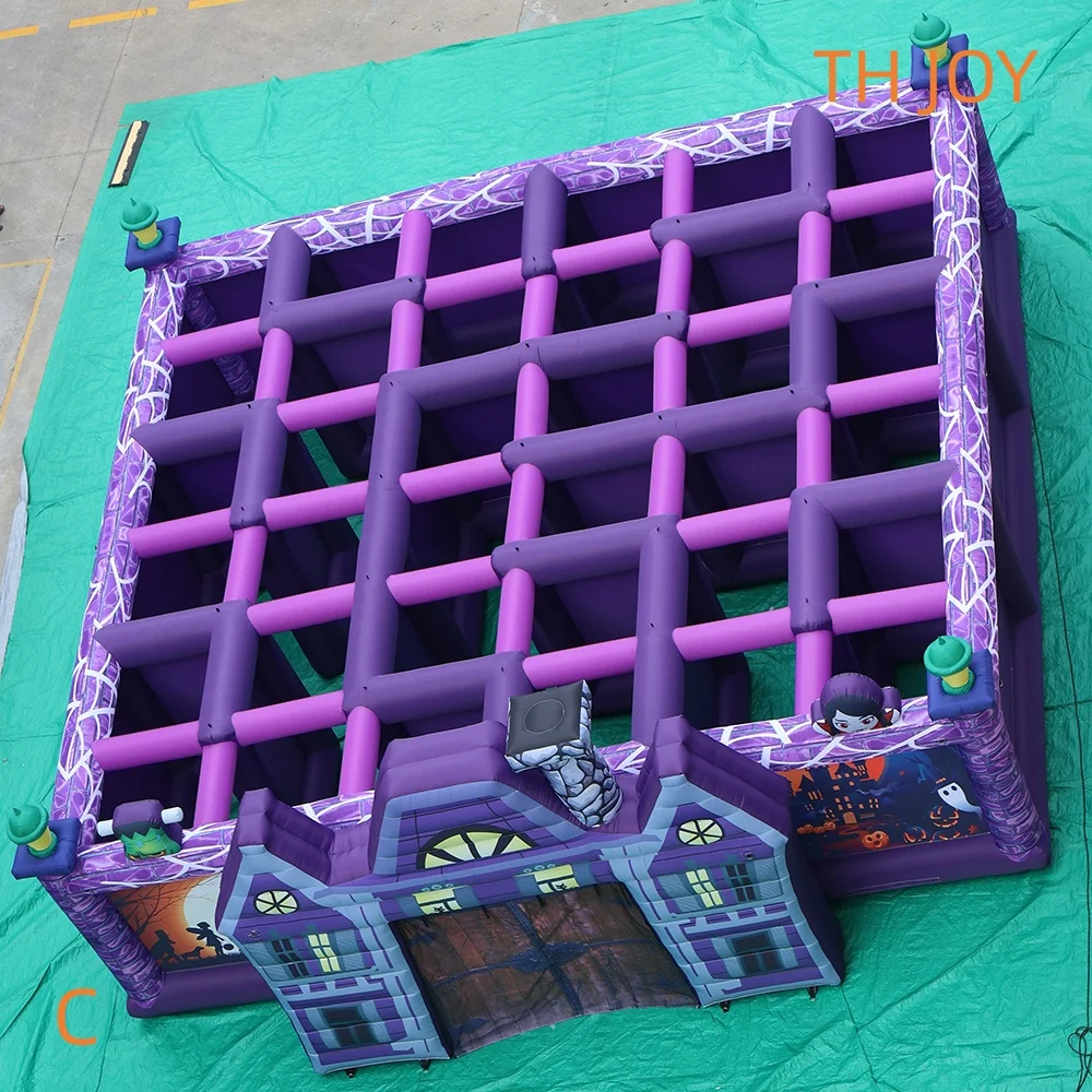 

fast air shipping 8x8m Halloween inflatable maze Haunted house laser tag games labyrinth inflatables for sale