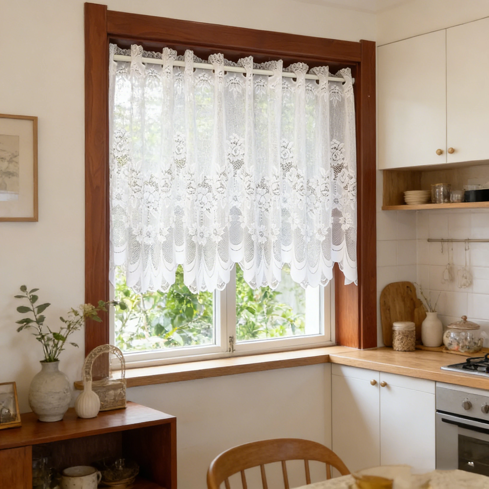 Korean small fresh white lace mesh sheer flower coffee half curtain door kitchen bedroom window partition curtain drape QT030-40