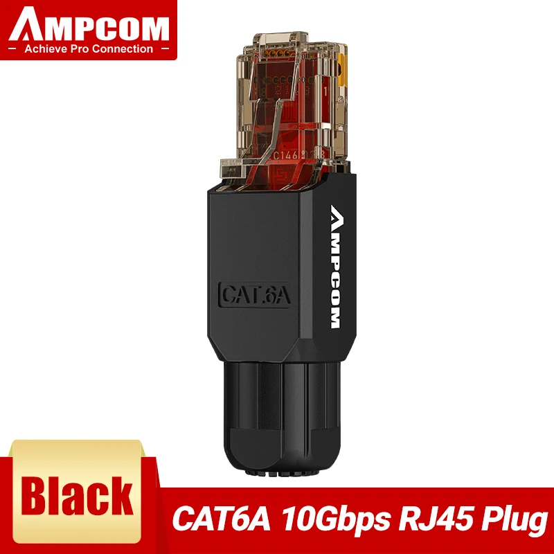 AMPCOM Werkzeugfreier RJ45-Stecker, kein Crimpwerkzeug weniger UTP 1000 Mbit/s CAT6/CAT6A Modularstecker für verseiltes Solid-LAN-Ethernet-Kabel