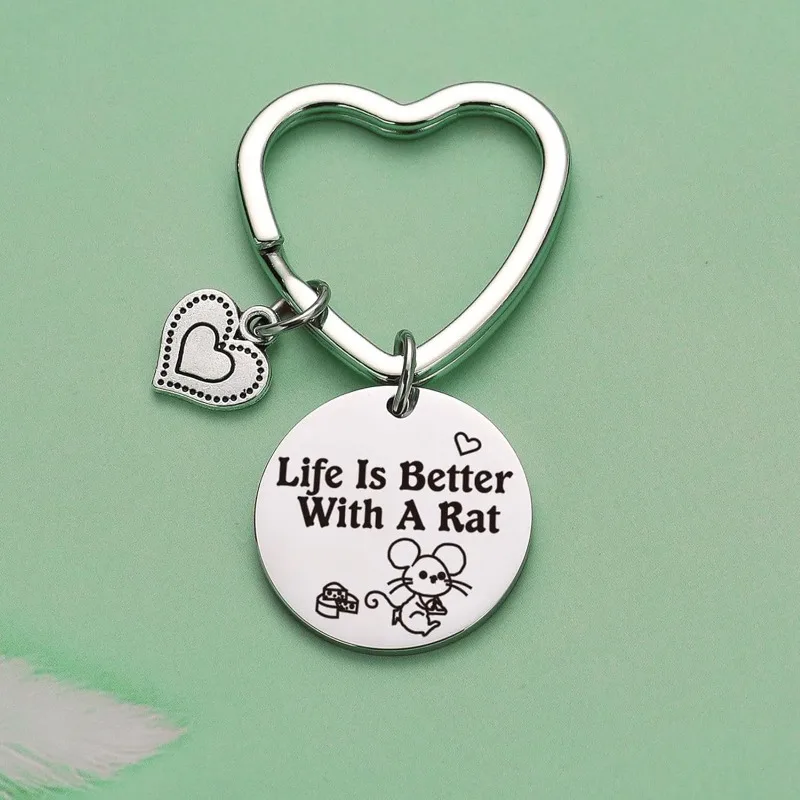 Rat Inspirational Keychain Rat Mom Gift Rat Charm Keychain Pet Rodent Owner Gift Rat Keychain Gifts for Women Men