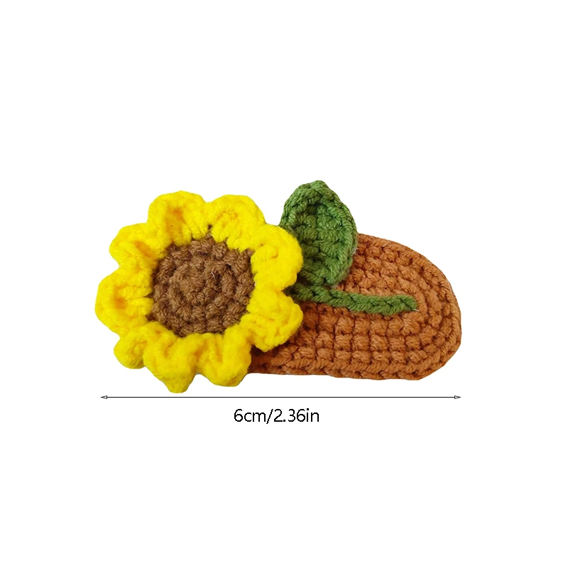 Handmade Crochet Hair Clip Cute Sunflower Cartoon Flower Hairpin Girl Wool Knitting Headwear Barrettes Children Hair Accessories