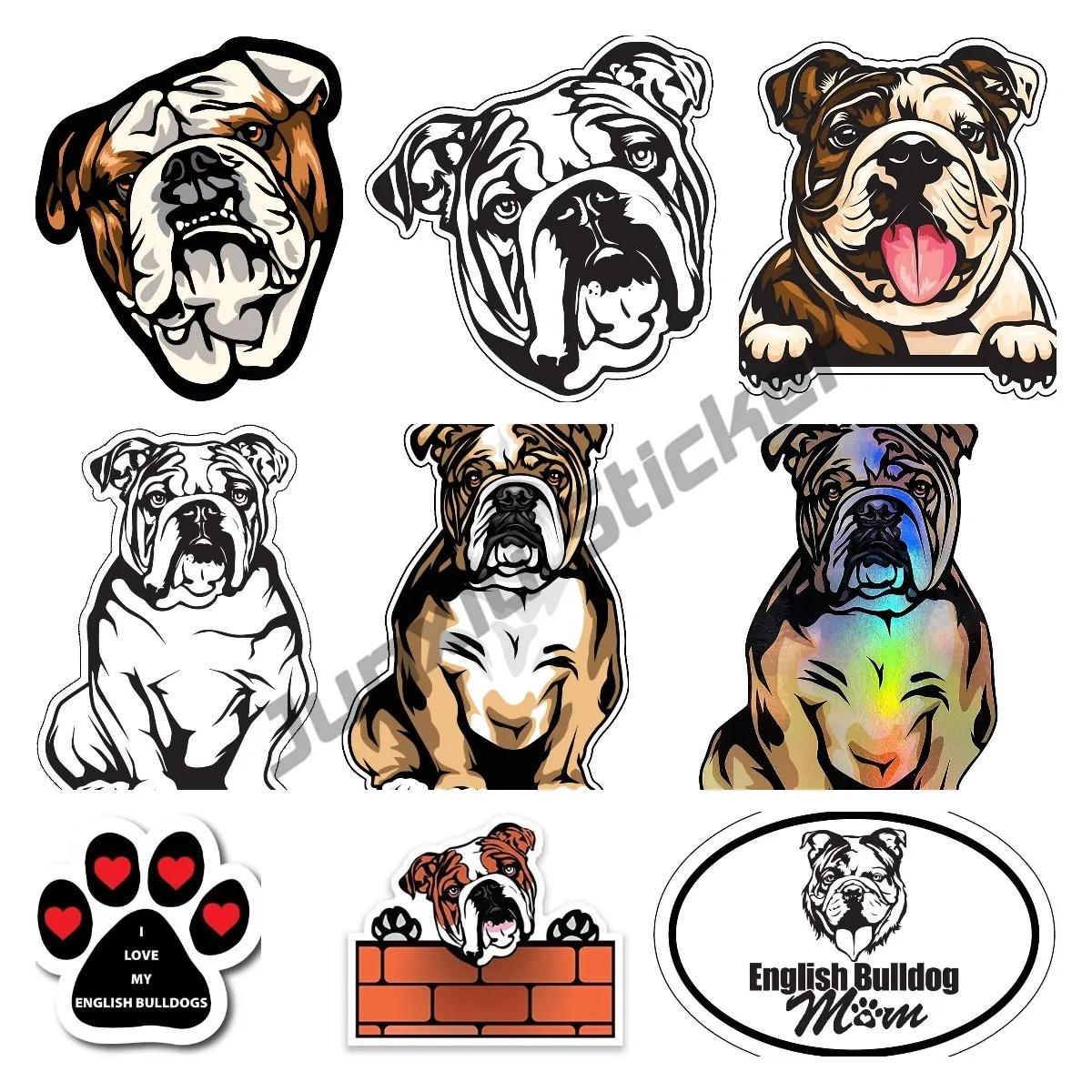 Lovely Personality English Bulldog Decal - Dog Bumper Sticker - Perfect for Laptops Tumblers Windows Cars Trucks Walls