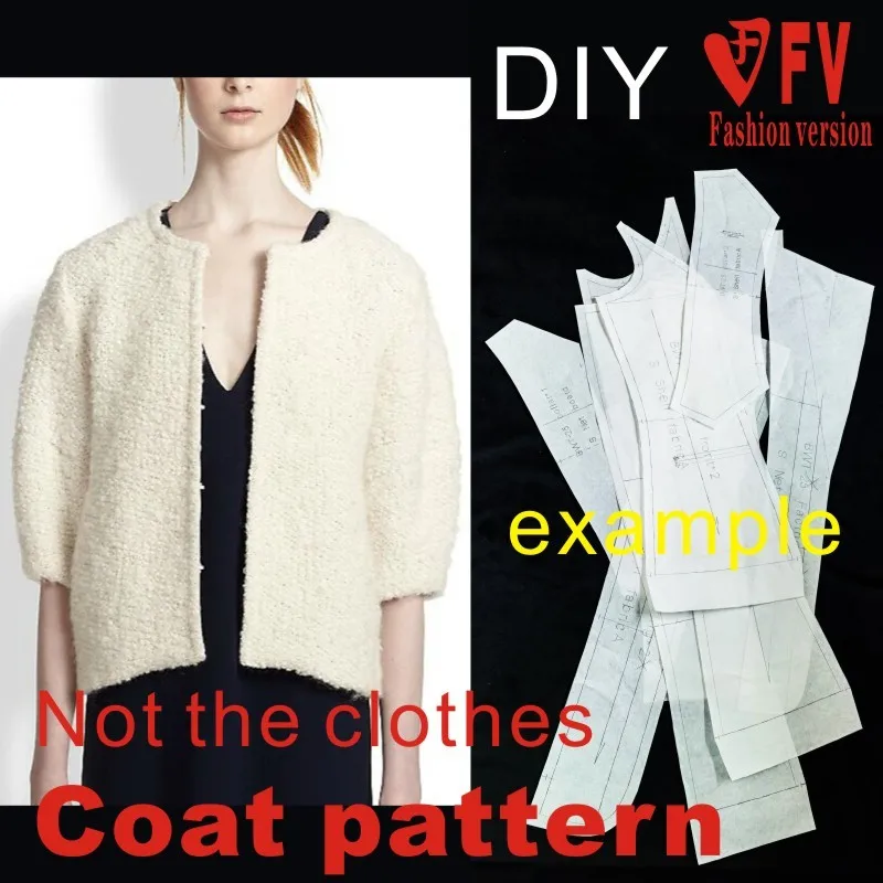 Cutting pattern women's round neck lantern sleeve short coat pattern 1:1 garment structure drawing BWT-19