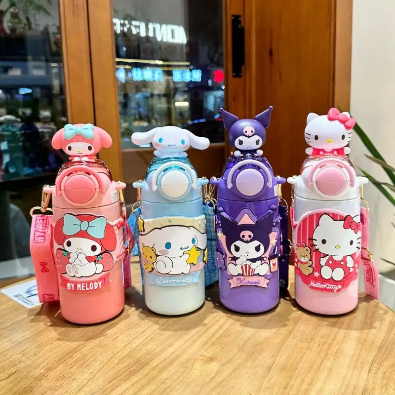 

Sanrio детская вакуумная чашка Hello Kitty Kuromi с рисунком для девочек Kawaii соломенная чашка студенческая портативная большая емкость подарок ежедневные принадлежности