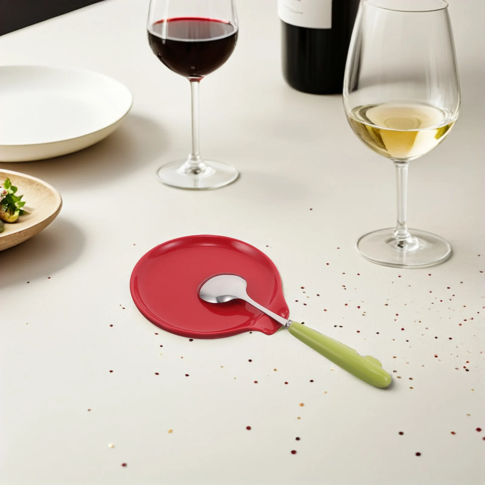 

Porcelain Coffee Spoon Holder Red Ceramic Utensil Rest Compact Spoon Tray for Kitchen Coffee Accessories Daily Use