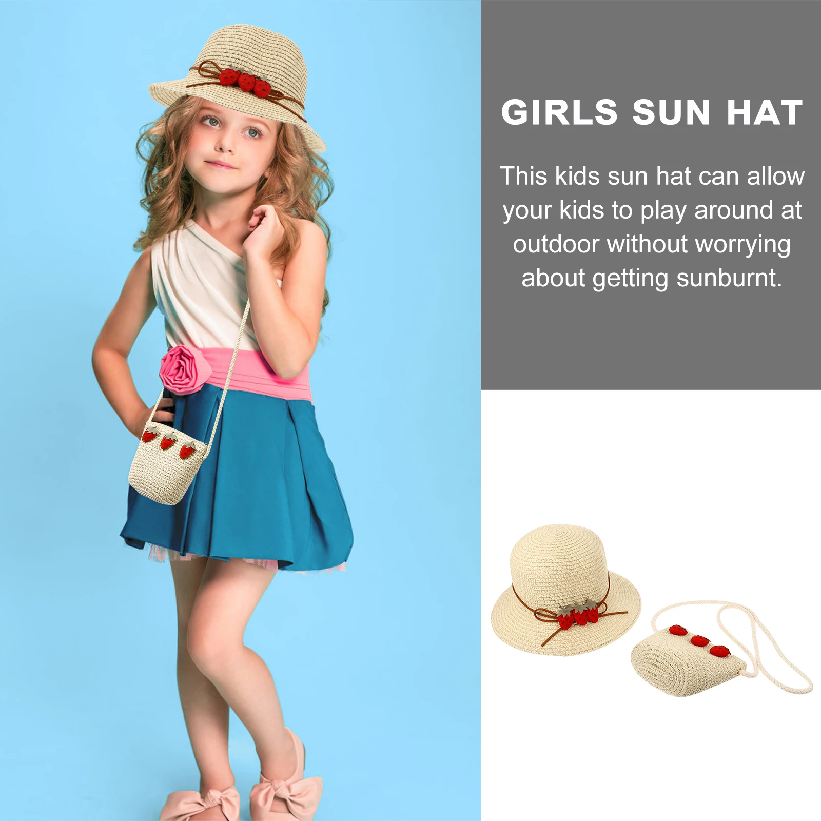 

Strawberry Sunscreen Girls Summer Kids Beach Bag Toddler Straw Hat Hat Kids Hats Breathing Cool Dry Outdoor Hiking