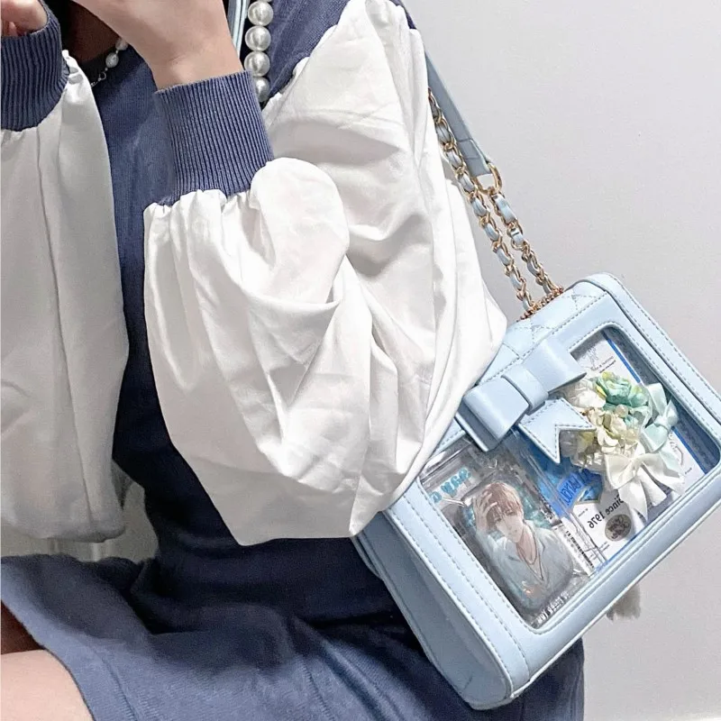 JIAERDI Vintage Lolita White Messenger Bag Women Heart Pearl Leather Shoulder Bag Ladies Harajuku Sweet Y2k Handbag Aesthetic