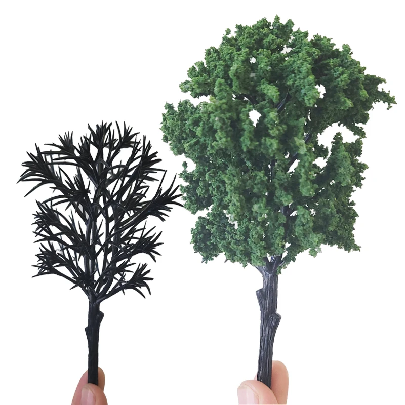 10pcs Model Trees Scenery Model Artificial Plastic Trunk Green Tree Making Kit Model Military Sand Table Landscape Train Layout