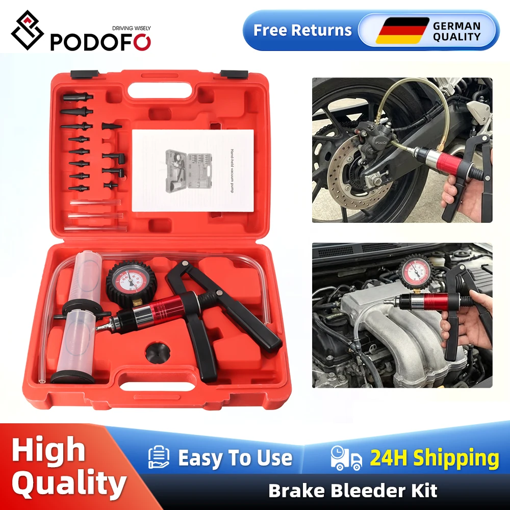 Podofo – testeur de pompe à vide de voiture, détecteur de purge sous vide portatif, extracteur de liquide, maître-cylindre, pour le diagnostic de voiture