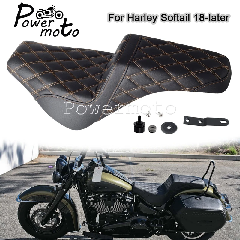 Motorcycle 2-UP Seat Cover Cushion Driver Passenger Replace Seat For Harley Softail Heritage Classic FLHC 114 FLHCS 2018-2024