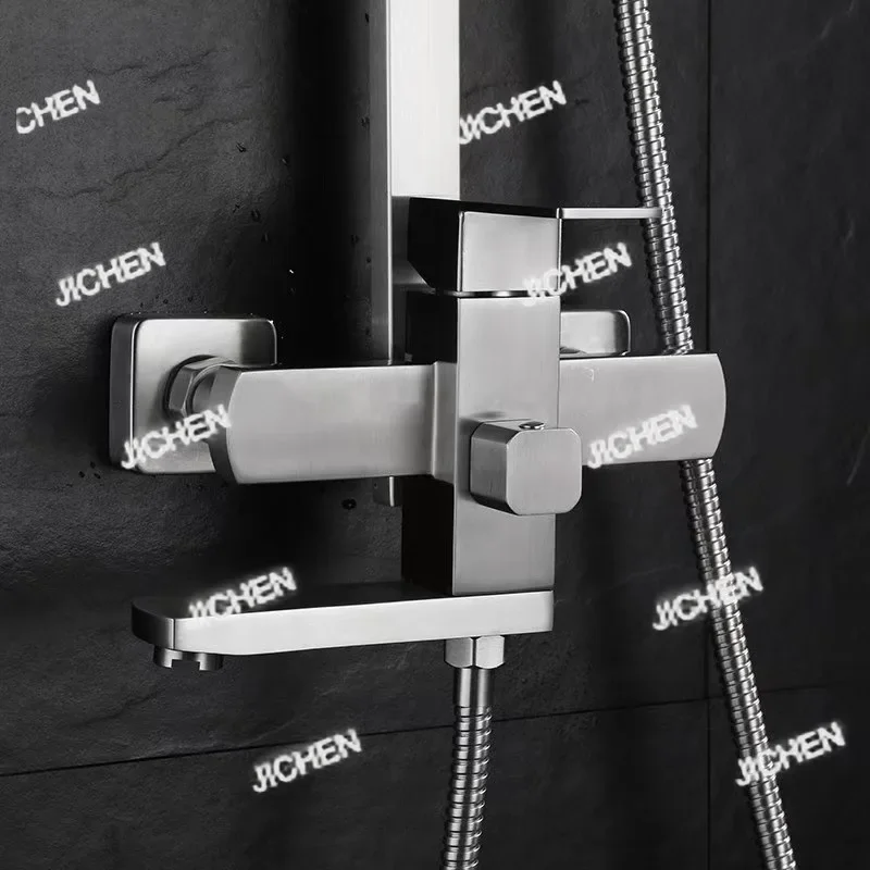 

JC304 stainless steel square shower shower, hot and cold portable top lift spray bath shower set