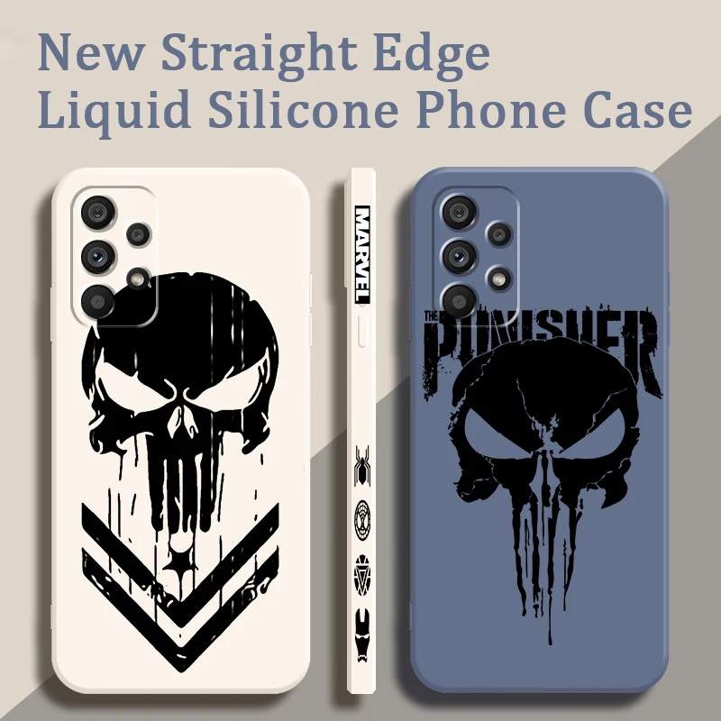 

Luxury Marvel Punisher Logo Liquid Left Rope For Samsung Note 20 10 A54 A31 A14 A03 A22 A34 A04 A24 A25 Ultra Plus 5G TPU