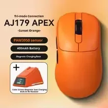 

AJAZZ AJ179 PRO Tri-Mode Wireless Gaming Mouse PAW3950 8000Hz 58g Lightweight Magnetic Charging Base LCD for Charging Base