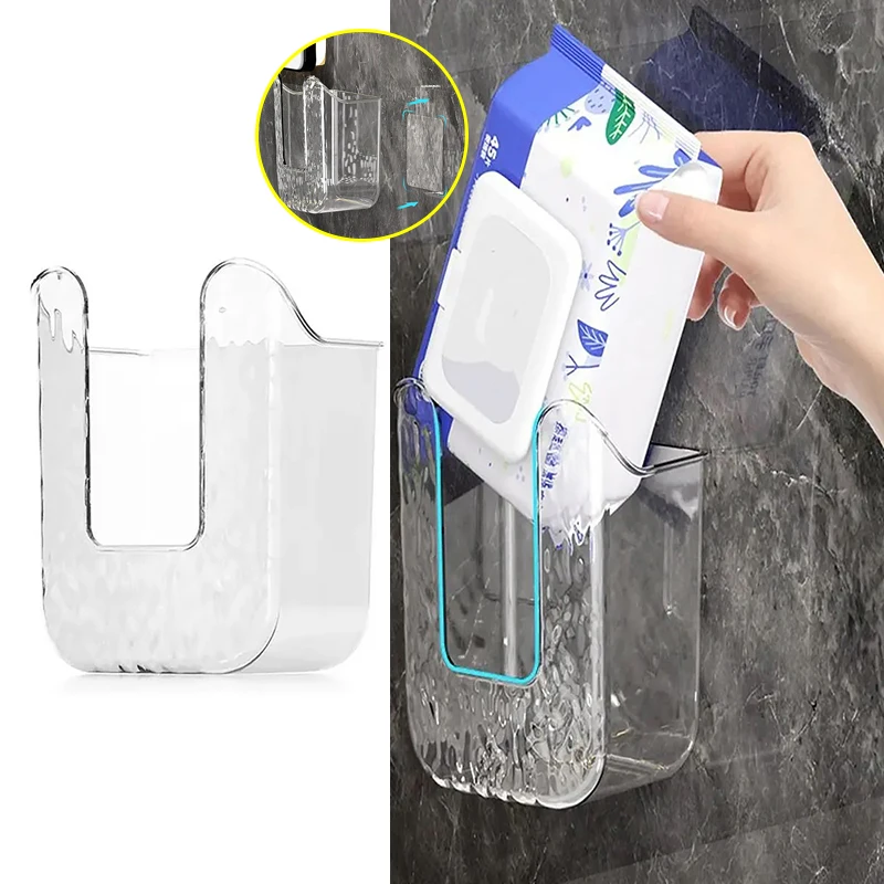 

Plastic Bathroom Wall-mounted Paper Towel Box Inverted No-punch Napkin Box Self-adhesive Space-saving Paper Towel Holder