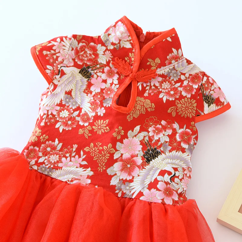 Girls Dresses Spring Summer Children\'s Chinese Style Dress Kids Cheongsam Princess Dresses For Girls Baby Tutu Clothing