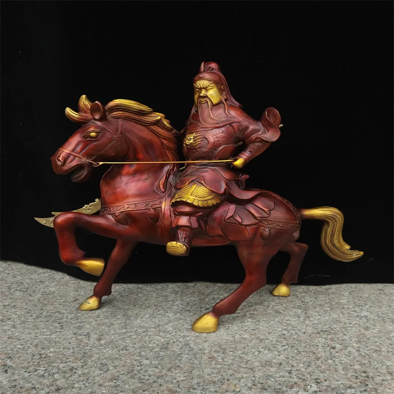 2023 Brass Guan Gong Copper Gilded Large Horse Riding Guan Gong Decoration Home Decorative Creative Gifts & Crafts Wholesale