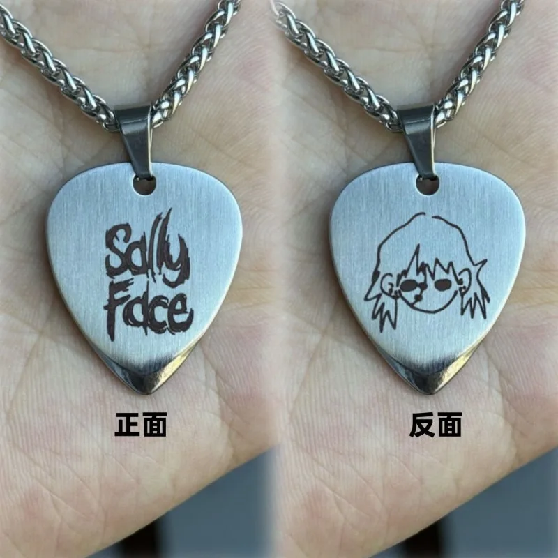 Sally Face Sal Fisher Anime Accesorios Metálicos Exquisitos, Colgante de Púa de Guitarra con Personaje, Colección de Periféricos, Adorno, Regalo