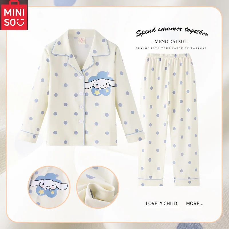 

MINISO 2pcs Kid's Cinnamorolls Pajamas, Long Sleeve Top & Pants Set, Kuromis Print Loungewear, Comfy Casual Set, Girl's Clothes