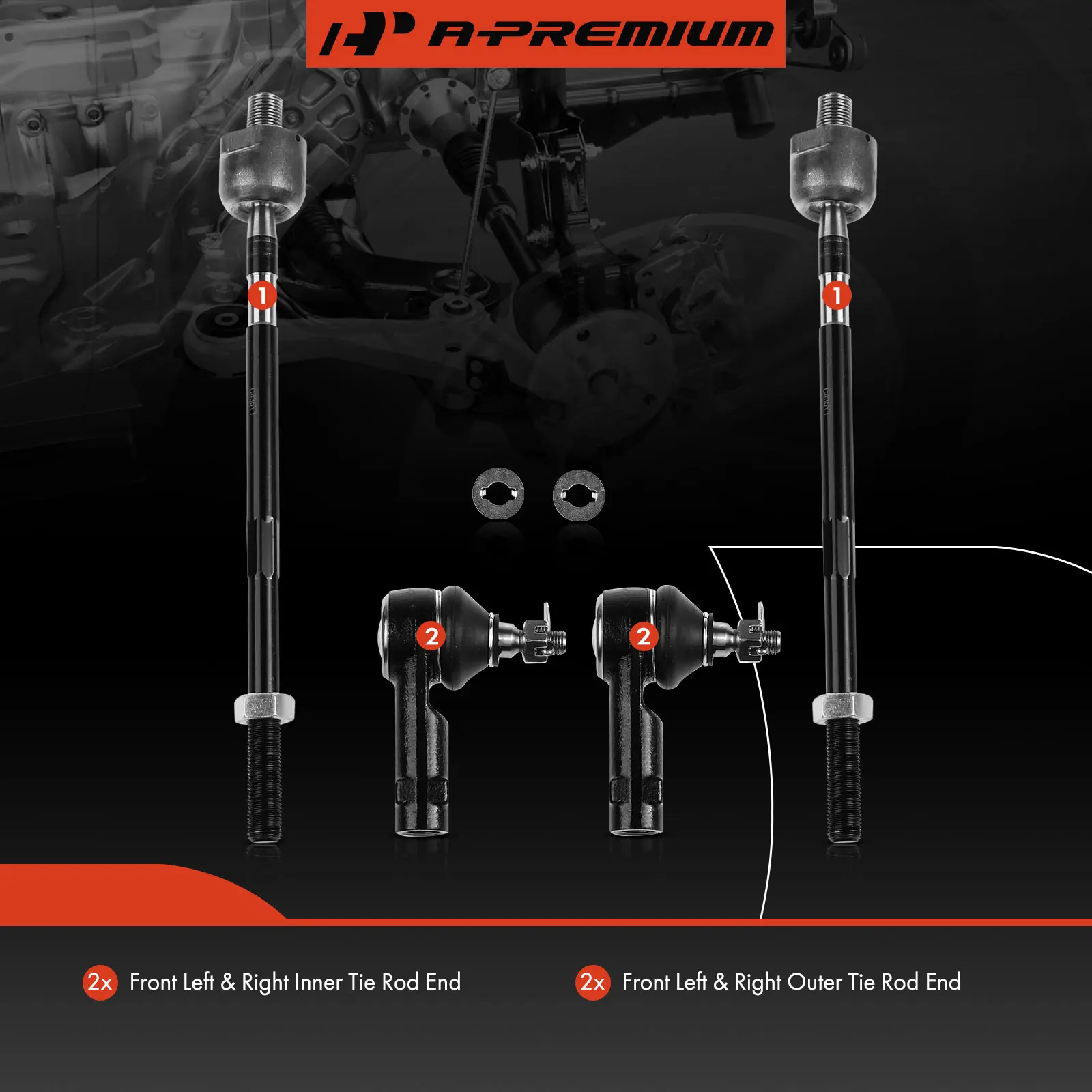 A-Premium 4x Inner & Outer Tie Rod Ends for Hyundai Accent 2000-2005