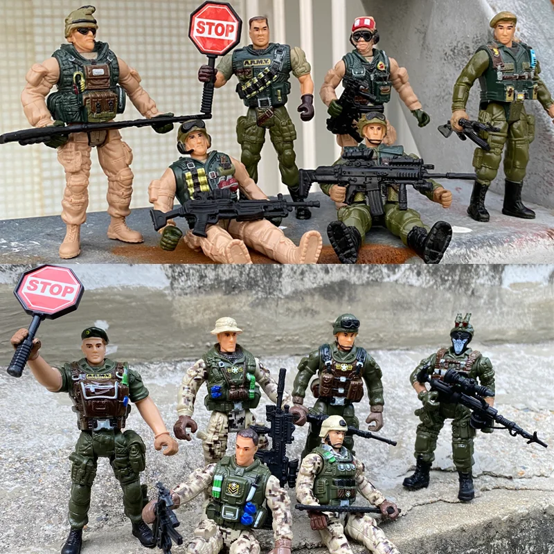 10cm Warrior Elite Force Army Police Military Snow Navy Soldier Action Figure Toy Terrorist SWAT Team Figuras for Children Gift