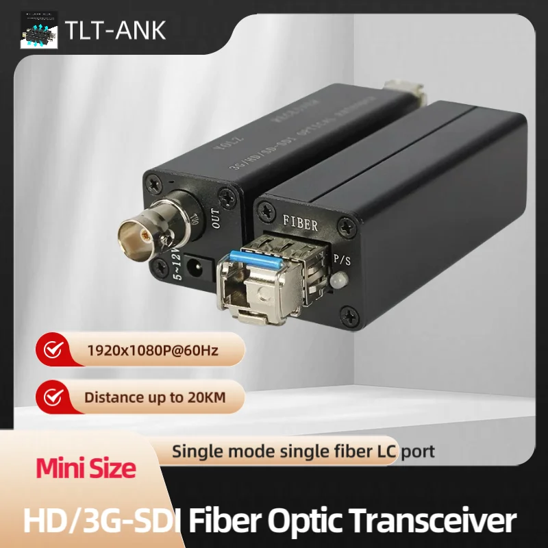 Mini 1080P 3G HD SDI BNC To Fiber Optical Media Audio Converter HD SDI Over Fiber Optic Video Transceiver Extender 20km