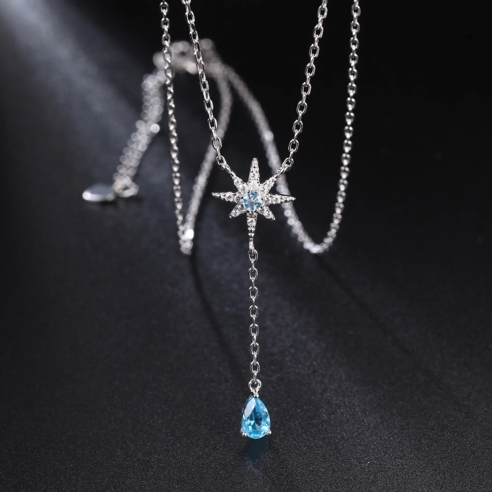 

Luxury brand genuine real jewels New creative design light luxury Topaz French romantic 925 silver inlaid natural color treasure